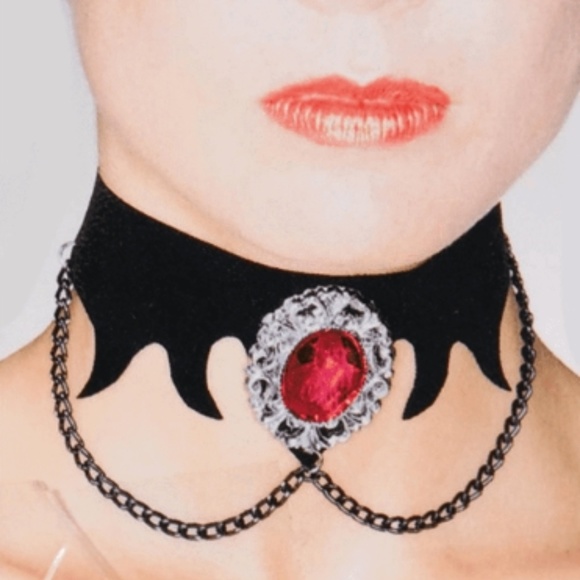 Vampire Velvet Choker & Stone Costume Necklace - Picture 1 of 1